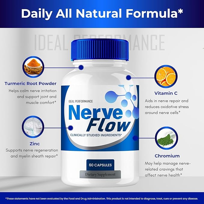 Nerve Flow for Neuropathy Supplements Nerve Flow Capsules Advanced Nerve Health Pills Extra Strength All Natural Healthy Circulation &amp Stable Levels Advanced NerveFlow Support Reviews (5 Pack)
