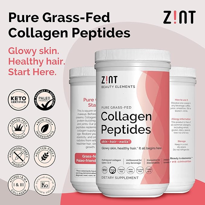 Zint Pure Grass-Fed Collagen Peptides Unflavored Container 32 oz (907 g)