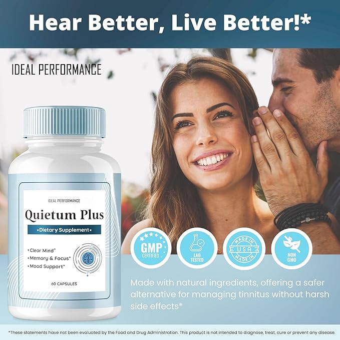 Quietum Plus Tinnitus Relief for Ringing Ears Official Quietum Plus Tinnitus Relief Original Supplement Pills Ring Clear Advanced Formula for Healthy Ear QuietumPlus Reviews (2 Pack)
