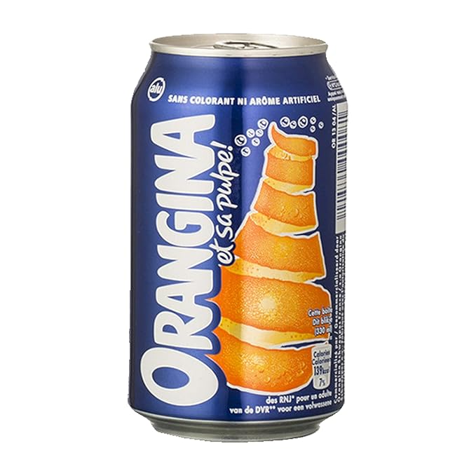 Orangina et sa Pulpe - French Imported Orange Pulp Soda Cans (12 Pack Total of 60oz)