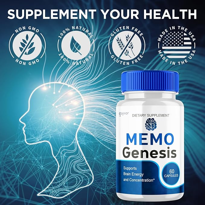 (3 Pack) Memo Genesis Capsules Official Memogenesis Brain Health Support Pills with All Natural Ingredients Advanced Brain Energy Supplement with Max Strength Vitamins for Women &amp Men (180 Capsu