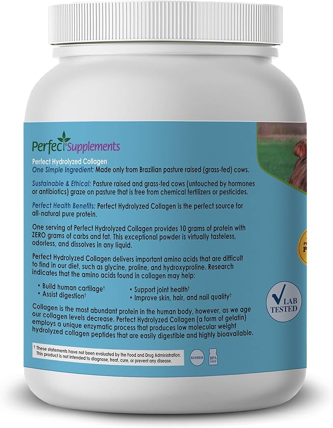 Perfect Supplements – Perfect Hydrolyzed Collagen Powder – 660g – All Natural Collagen - Brazilian Pasture Raised - Promotes Healthy Skin – 2 Pack