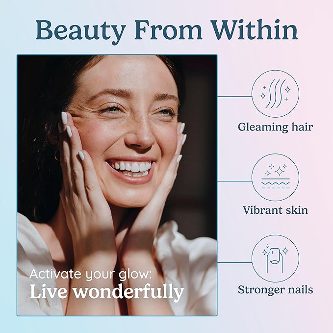 WONDERCOW Hair Skin and Nails Vitamins w/Bovine Colostrum Collagen Hyaluronic Acid Biotin Zinc &amp Lactoferrin┃Supports Faster Hair Growth Stronger Nails and Glowing Skin (30 Servings Capsule