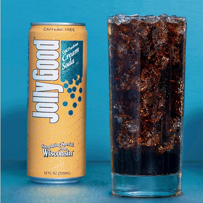 Jolly Good Old Fashion Cream Soda Flavored Soda Pop Drink Caffeine Free Soft Drinks for Adults &amp Kids Craft Soda for Mocktails &amp Cocktails Made in America Vegan 12 Oz Cans 12 Pack