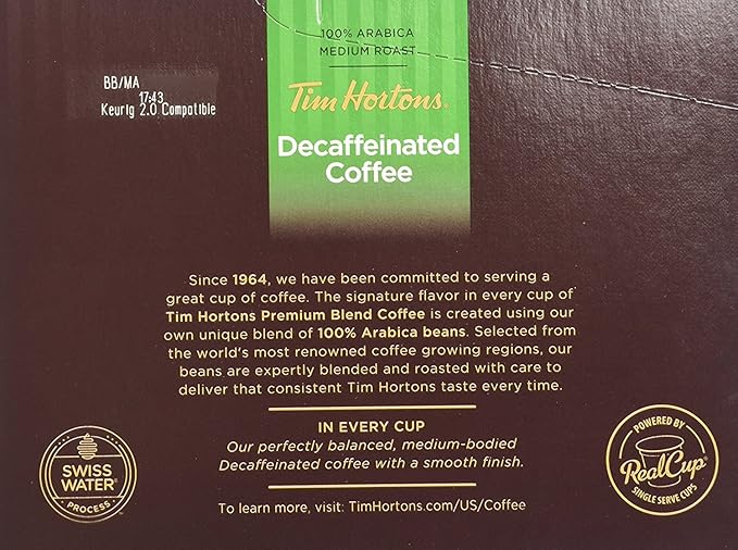 Tim Hortons Decaffeinated Single Serve Coffee Cups 96 Count (Packaging May Vary)
