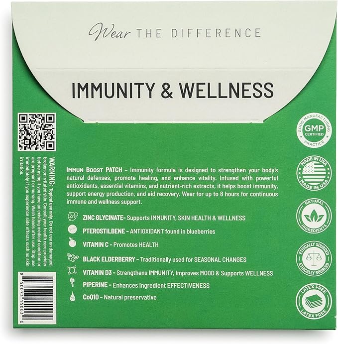 ImmunBoost Film Patches – Topical Patches for Immune Support &amp Overall Wellness – Long-Lasting Effect – 16 Pack