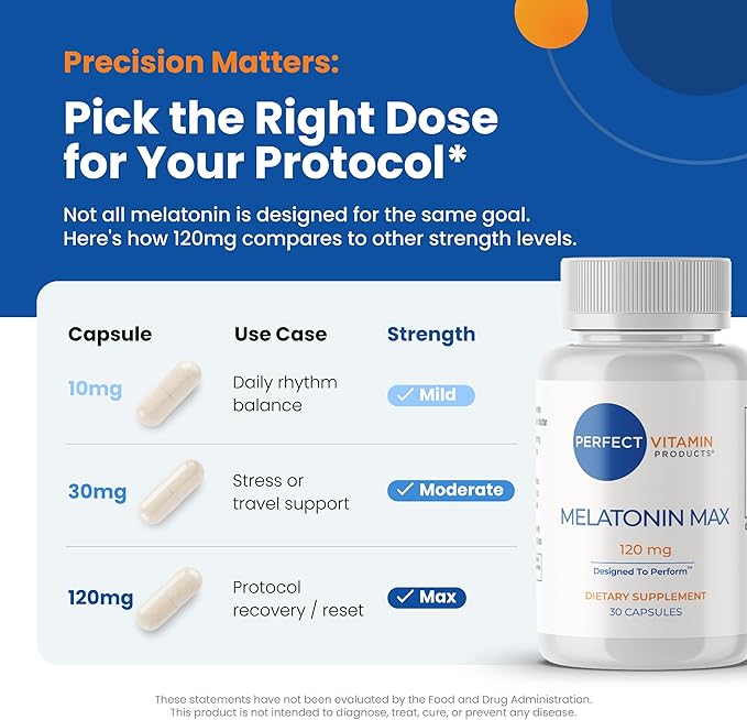 120mg Extra Strength Melatonin MAX - Single Capsule Dose - High Dosage Melatonin Ensures Ampifly Supply Of This Important Hormone - 100% Drug-Free Vegan Non-GMO Gluten-Free (90 Capsules)