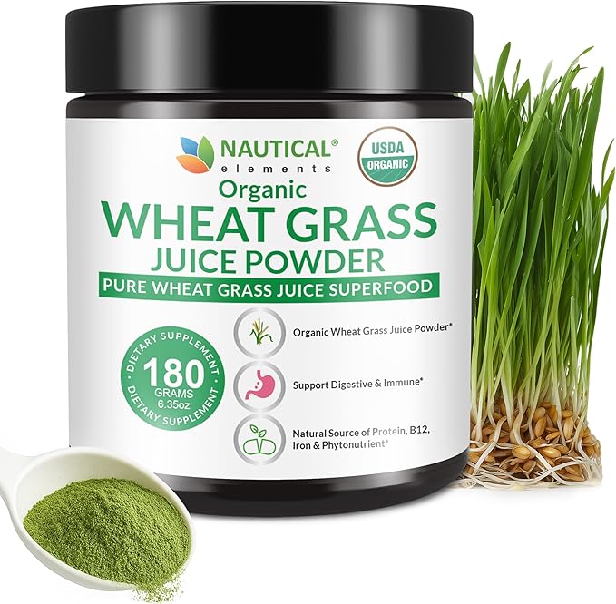 Wheat Grass Powder Organic – Premium Wheat Grass Juice Powder Organic Raw &amp Nutrient-Dense Superfood – Cold-Processed High Chlorophyll Non-GMO Gluten-Free – 6.35oz (180g) | 72 Servings