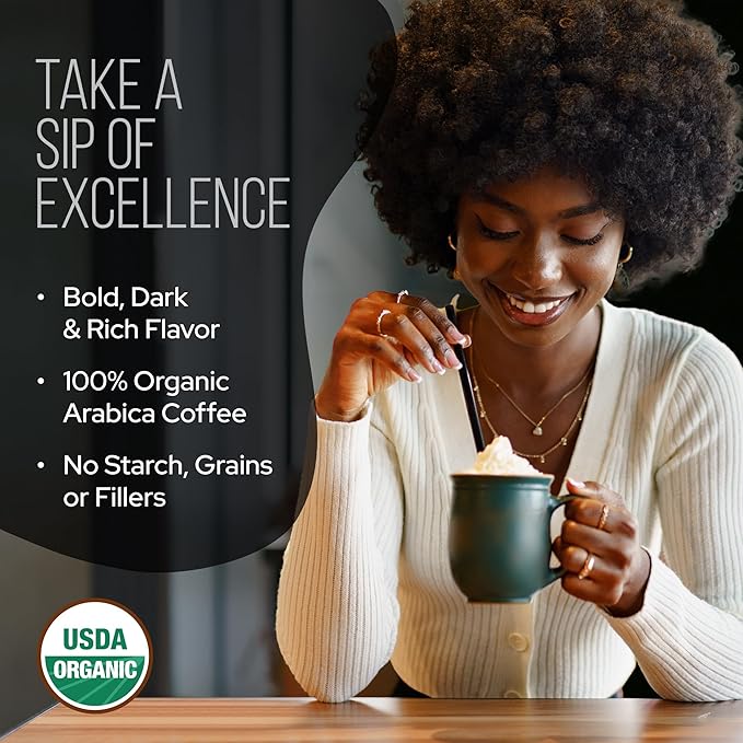 La Republica Founders Reserve Decaf Instant Mushroom Coffee Organic (35 Servings) Premium 50% More Shrooms Rich Flavor