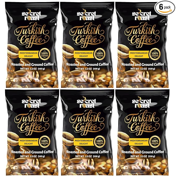 Secret Roast Ground Roasted Turkish Coffee | Mediterranian Delight | 3.5 oz | Kosher | Pack of 6