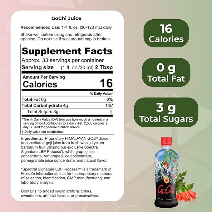 Youngevity GoChi Himalayan Goji Juice Advanced Spectral Signature LBP Process Antioxidant-Rich Goji Pomegranate Grape Juice Immune and Energy Support 1 Liter Bottle No Sugar Added (Pack of 2)