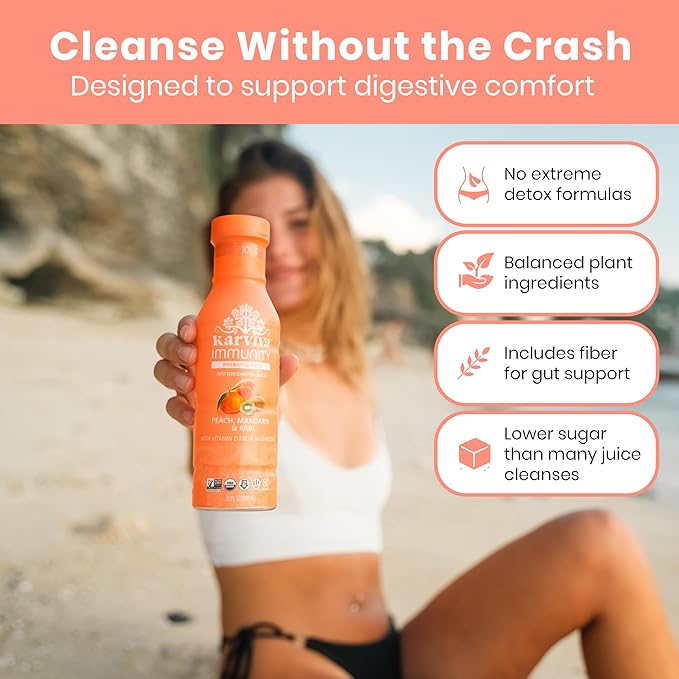 Karviva Organic Juice Cleanse for Glowing Skin Digestive Support &amp Craving Control with Sprouts Herbs &amp Marine Collagen – Low Sugar Prebiotic Fiber Antioxidants &amp Vitamins – 6 BPA-Free