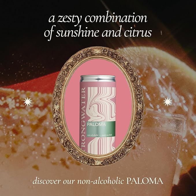 Strongwater Non Alcoholic Paloma - 12 Pack Cans (8.4 Fl Oz Each) - Premium Non Alcoholic Drinks - Ready to Drink Paloma Alcohol Free Drinks Made with Grapefruit Juice Hibiscus Rose and Sea Salt