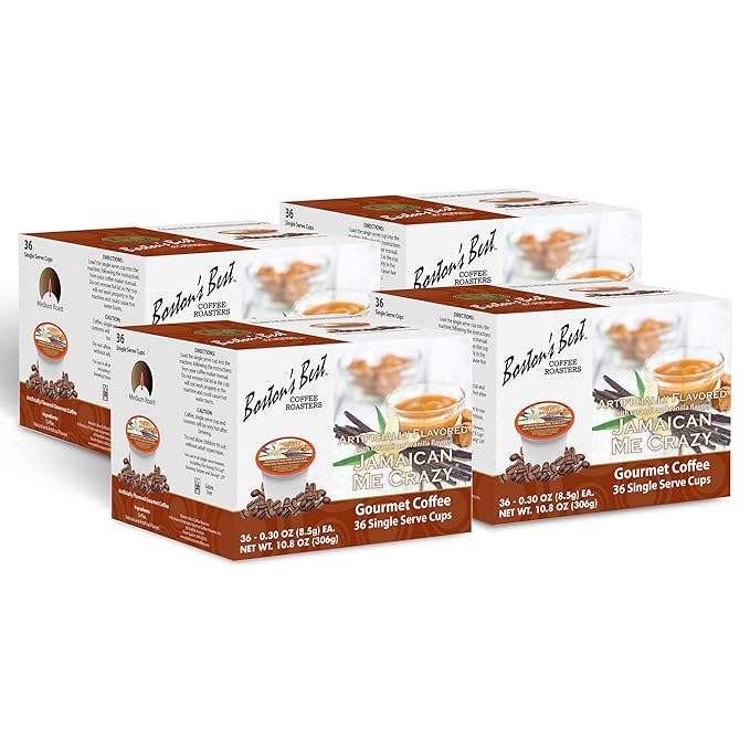Boston’s Best - Jamaican Me Crazy Flavored Coffee Delicious Gourmet Compatible with Keurig Coffee Maker 1 Count (144 Single Serve Cups)