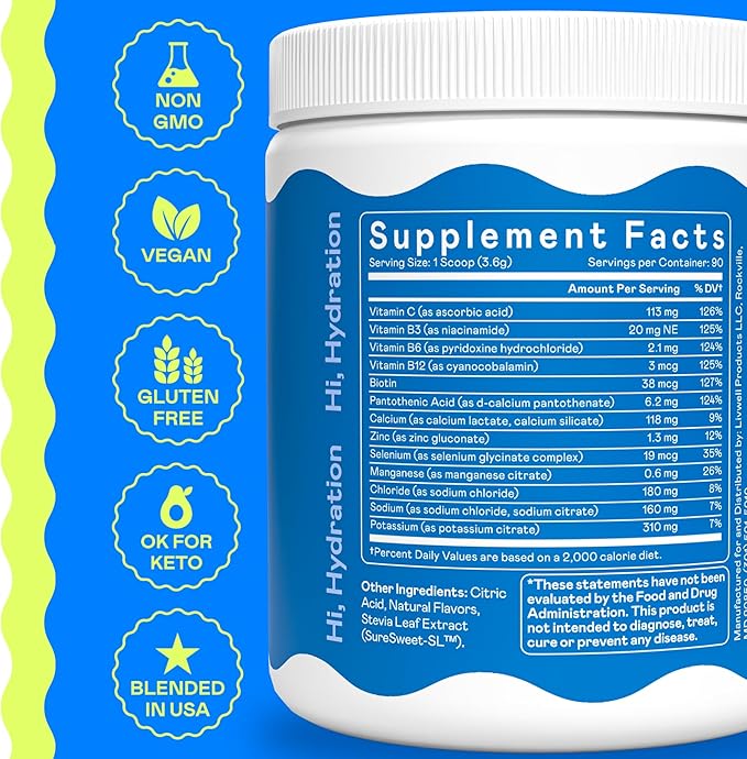 Hi-Lyte Daily Essentials - Electrolytes Powder Mix - Lime Cucumber Mint - Sodium Potassium Magnesium Vitamins - Hydration Support for Fasting - No Sugar No Carbs Clean Ingredients