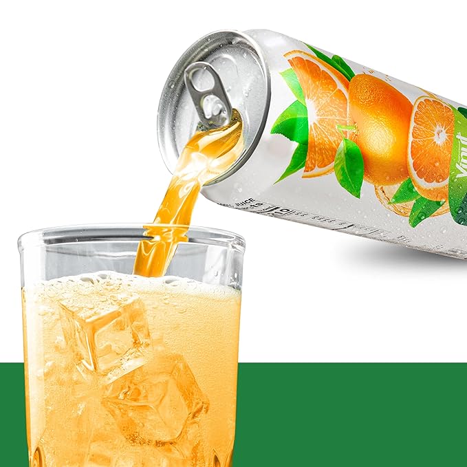 VINUT 100% Orange Juice No Added Sugar Never From Concentrate 16.9 fl oz (500 mL) Can Pack of 24