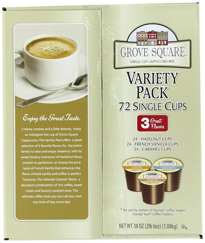Grove Square Cappuccino PodsVarietyServe72 Count (Pack of 2)