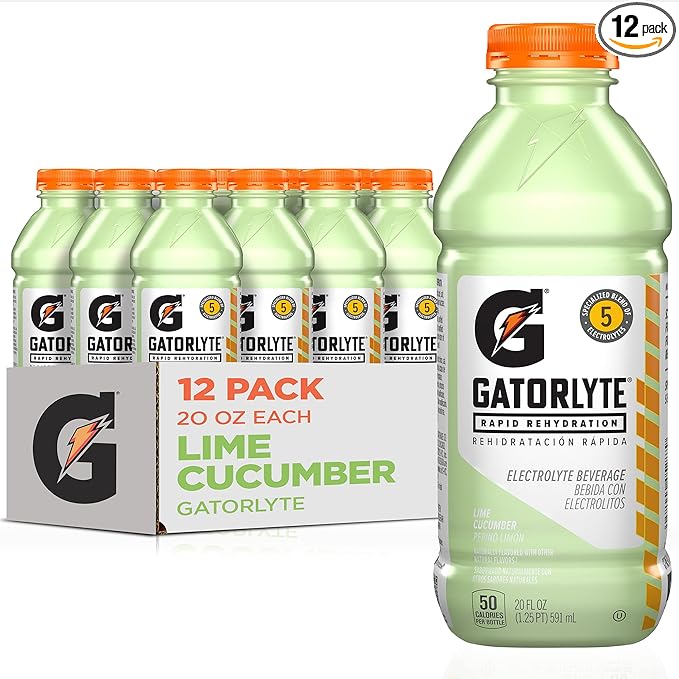 Gatorade Rapid Rehydration Electrolyte Beverage Lime Cucumber 20oz Bottles (12 Pack)