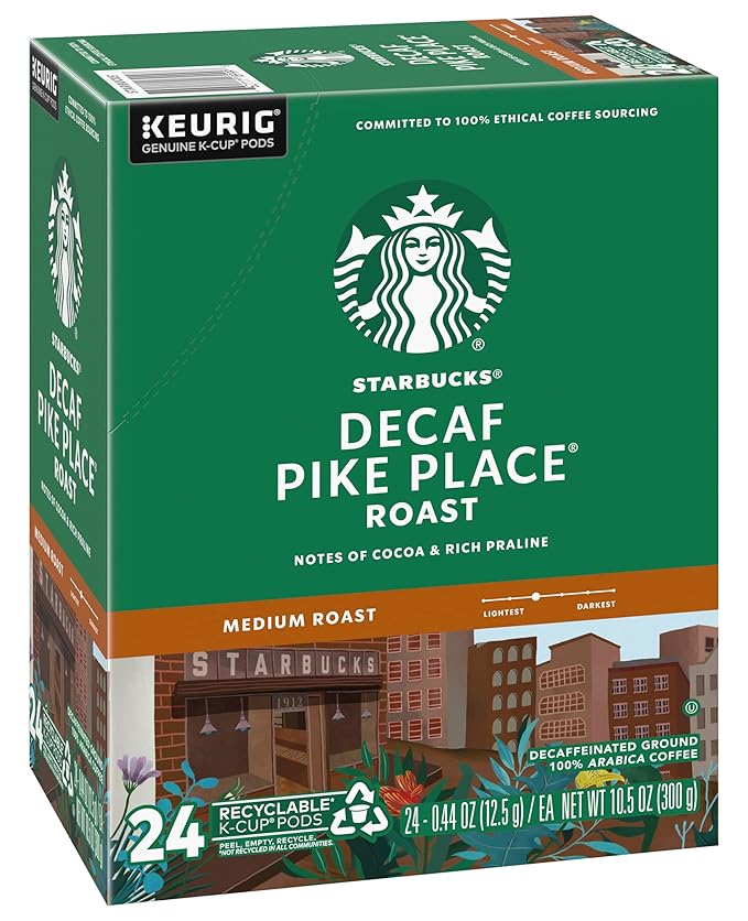 Starbucks Decaf Pike Place Roast K Cups 72 Count (3 boxes of 24 K-Cups)