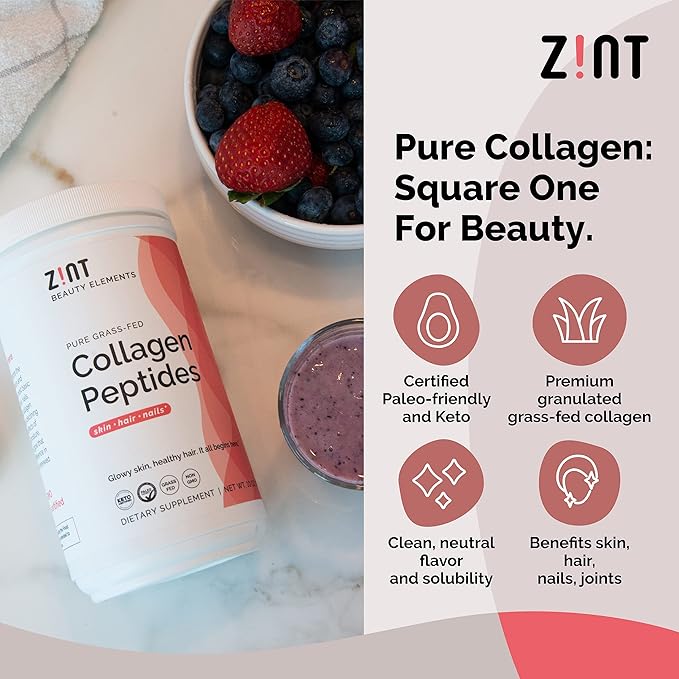 Zint Pure Grass-Fed Collagen Peptides Unflavored Container 32 oz (907 g)