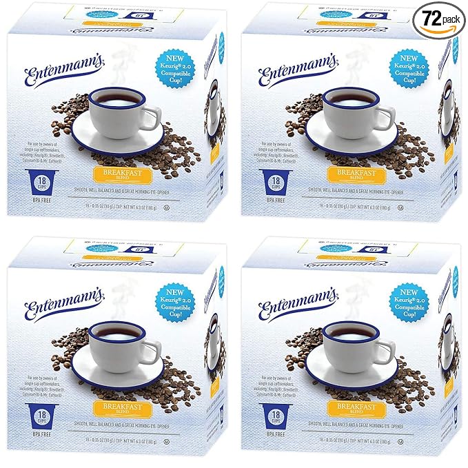 Entenmann's Single Serve Coffee 4/18 count boxes (72 total) (Breakfast Blend)