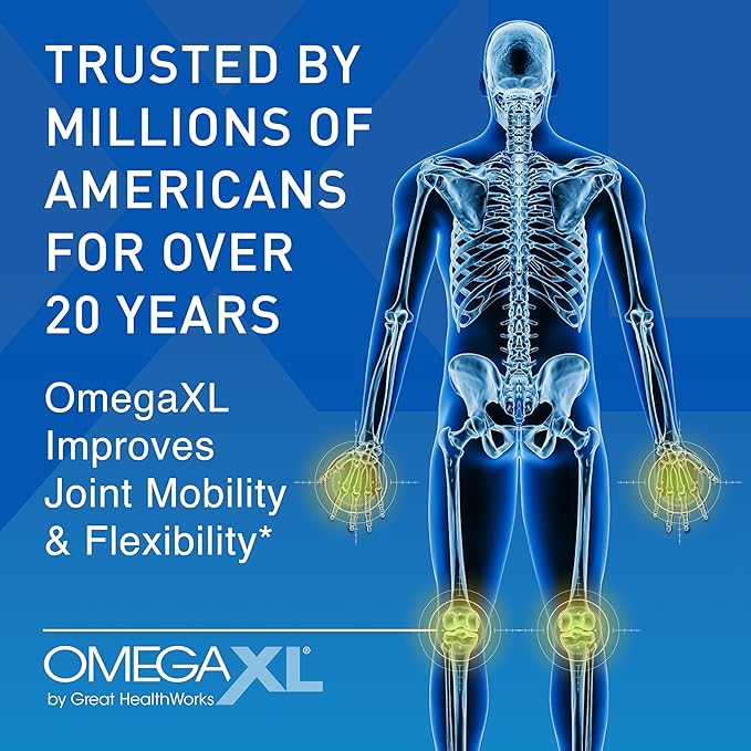 OmegaXL Joint Relief Supplement - Natural Muscle Support 60 Softgels (2 Pack) &amp SleepXL immediate-Release melatonin L-Theanine (Calming) Chamomile Magnesium &amp B6 (60 Vegan Capsules)