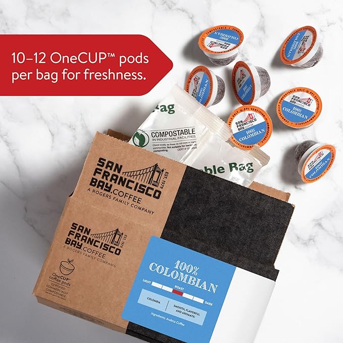 San Francisco Bay Compostable Coffee Pods - 100% Colombian (36 Ct) K Cup Compatible including Keurig 2.0 Medium Roast