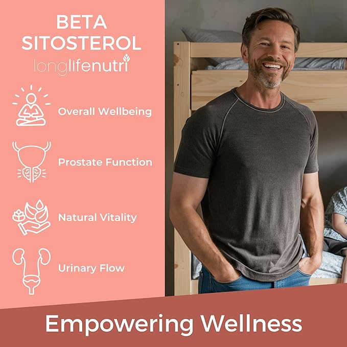 LongLifeNutri Beta Sitosterol 1000mg - Phytosterols Supplement 200 Vegetarian Capsules Plant Sterols for Daily Wellness &amp Dietary Balance 100-Day Supply GMP Certified Made in USA