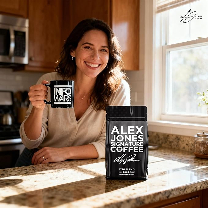Alex Jones Naturals Organic Dark Roast Arabica Coffee - Signature 1776 Blend - Bold Smooth &amp Rich Flavor with Clean Finish – Freshly Roasted Colombian and Brazilian Coffee – 10 oz Bag