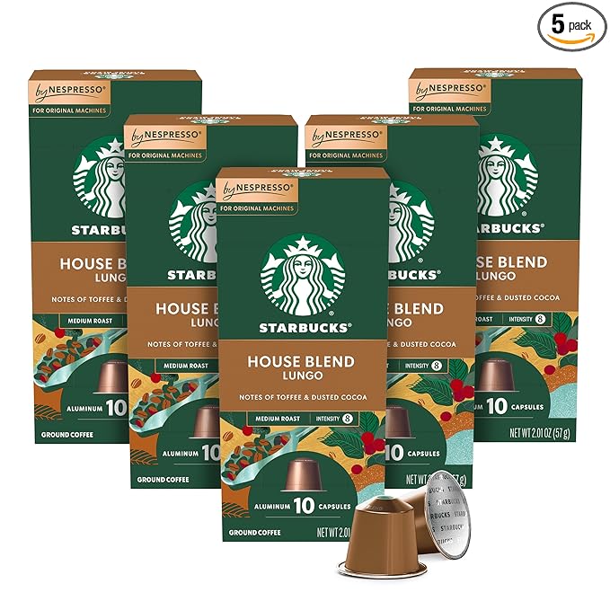 Starbucks by Nespresso Original Line House Blend Medium Roast Coffee 50-count Espresso Pods