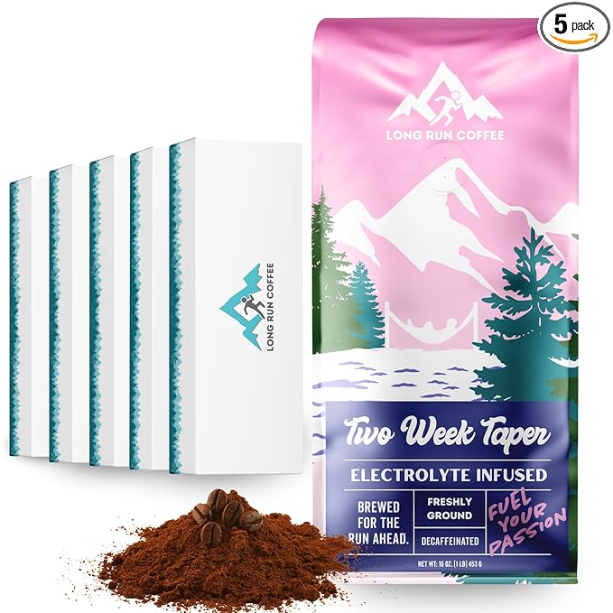 Long Run Coffee – Hydrating Coffee with Electrolytes – All Natural Energy + Hydration + Recovery for Athletes – Stomach Friendly Electrolyte Coffee for Runners (5 lb Decaf)