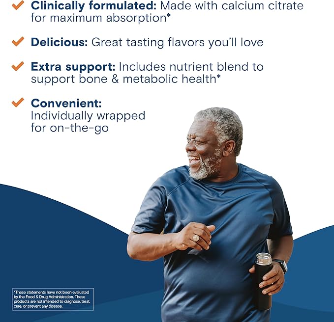 Bariatric Fusion Bariatric Calcium Supplement Chews | Calcium Citrate with Vitamin D3 Bariatric Vitamin | Sugar Free Chewable | 500mg | Strawberry | 60 Count