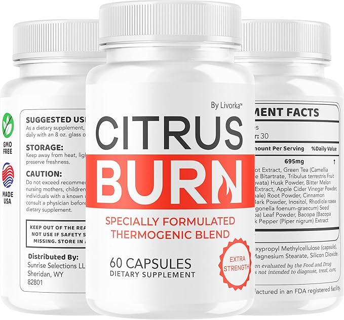 (2 Pack) Citrus Burn Capsules - Official CitrusBurn Pills Supplement Support All Natural Ingredients Advanced Formula Premium Multivitamin for Overall Health &amp Wellness 120 Capsules for 2 Months