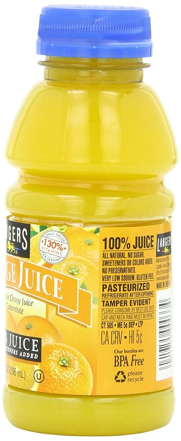 Langers 100% Juice Orange 10 Fl Oz (Pack of 12)