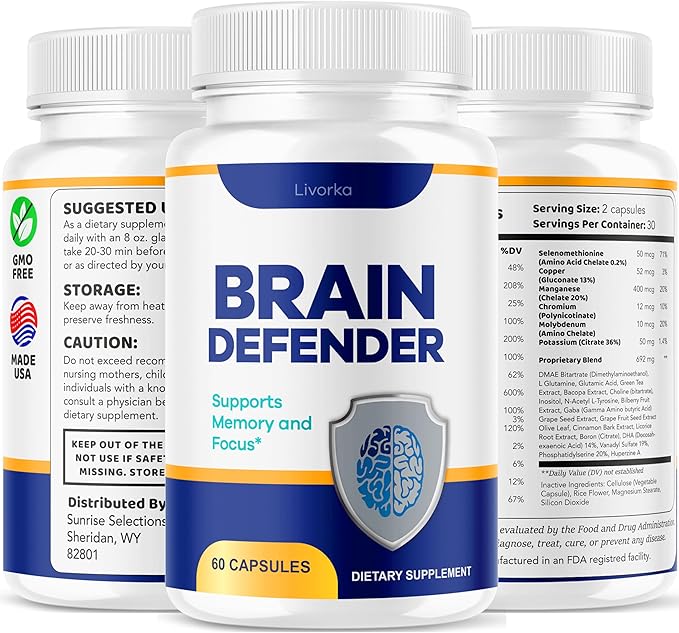 (2 Pack) Brain Defender - Official Brain Defender Supplement Advanced Pills Natural Brain and Memory Support Brain Defender Health &amp Wellness Multivitamin 120 Capsules for 2 Months