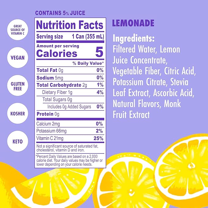 Swoon Classic Sugar Free Lemonade - Low Carb Keto &amp Paleo-Friendly Gluten-free Vitamin C Drink - Made with 100% Natural Lemon Juice Concentrate &amp Sweetened by Monk Fruit 12 Fl oz (Pack of 1