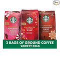 Starbucks Ground Coffee Medium Roast And Naturally Flavored Coffee Limited Edition Holiday Coffee Variety Pack 100% Arabica 3 Bags (32 Oz Total)