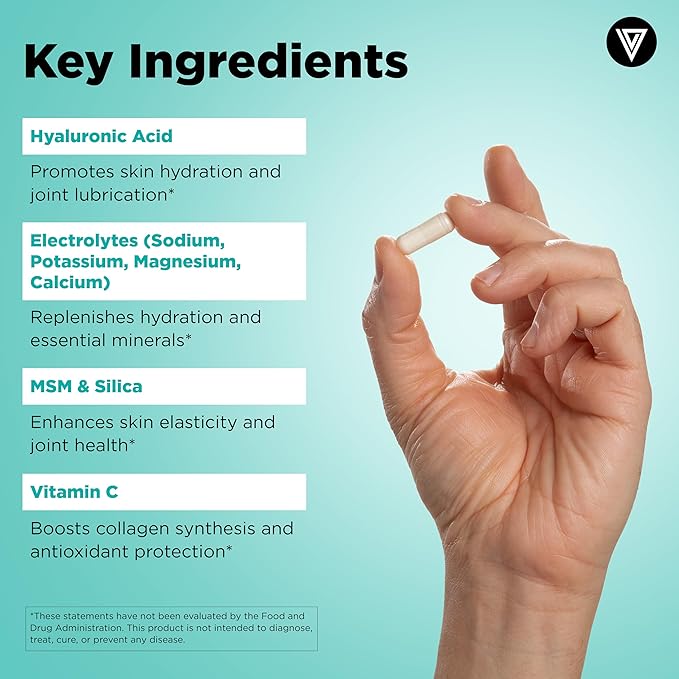 Vital Vitamins Multi-Collagen Powder 30 Servings + Hyaluronic Acid Hydration Complex 60 ct