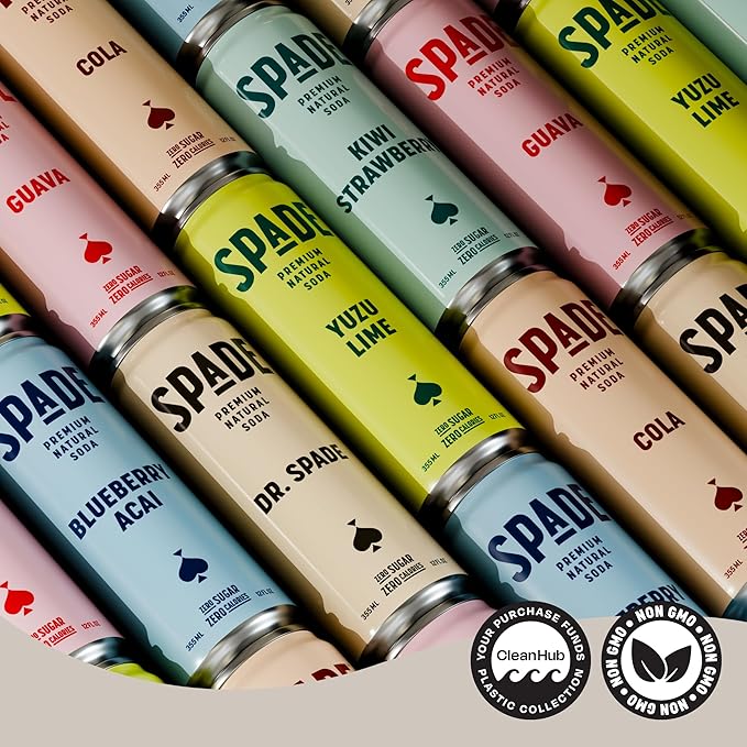 Spade Soda Dr. Spade 12 Pack Premium All-Natural No Sugar No Calories Electrolytes Magnesium Potassium Healthy Non GMO Sweet Stevia No Artificial Sweeteners Great Taste Bold Taste