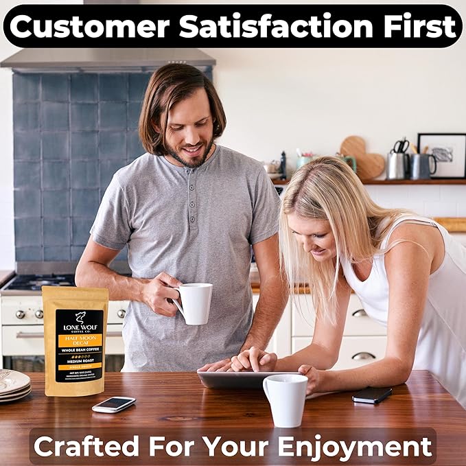 Half Moon Decaf - 3-Pack – Freshly Roasted After Your Order – Specialty Grade Swiss Water Process Low Acid Organic Single Origin Medium Roast Whole Bean Coffee – Pack of 3 (12 Ounces Each)
