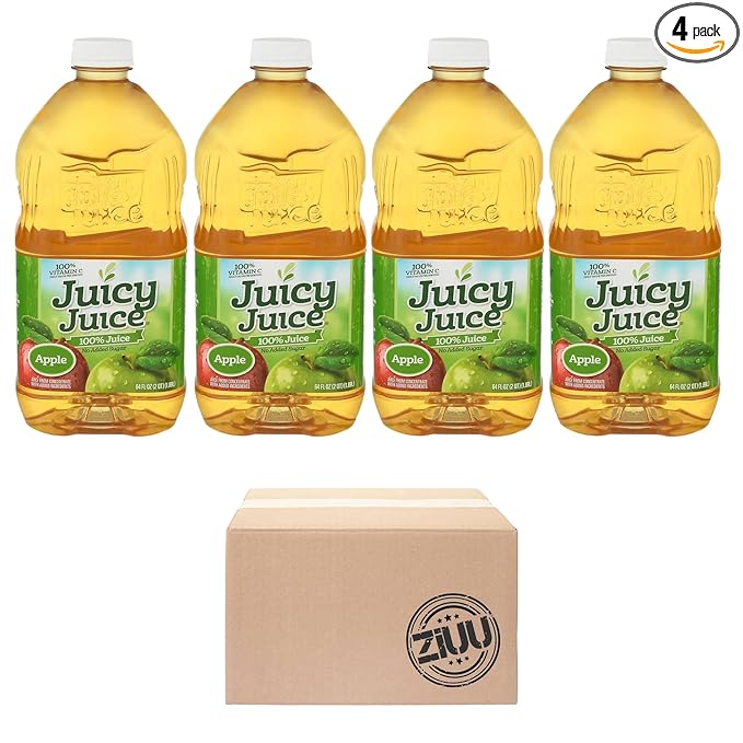 Juicy Juice Apple 100% Juice Four 64 Fl Ounce Bottles No Sugar Added Drink Vitamin C 4 Pack by ZIUU