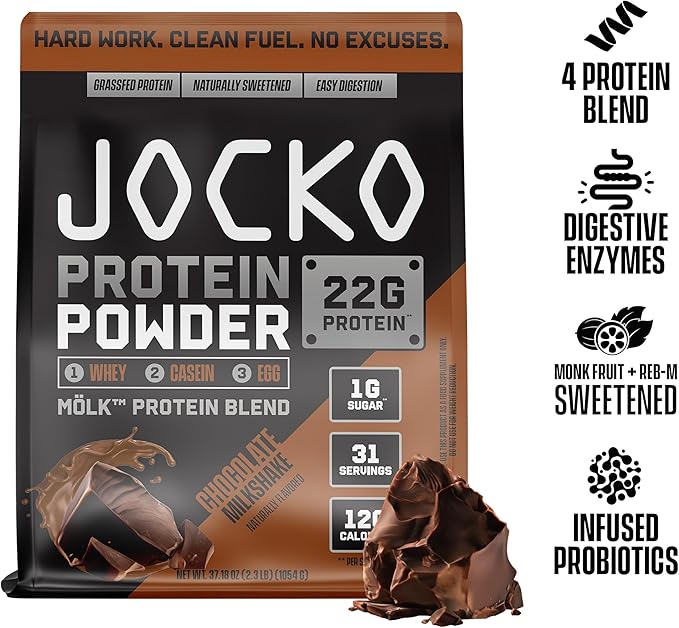 Jocko Fuel 3 Pack Gym Bundle - Creatine Chocolate MOLK &amp Blue Raspberry Pre Workout