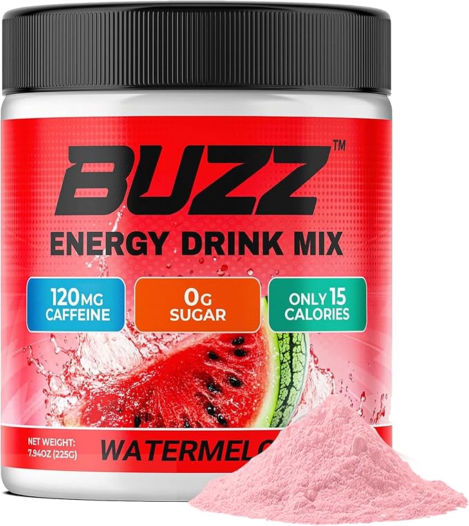 Morning Buzz Energy Drink Powder - Energy Boost Drink Mix - Sugar-Free Energy with Antioxidants - Morning Kickstart and Sports Nutrition Endurance Product - 30 Servings Watermelon 8 Ounces