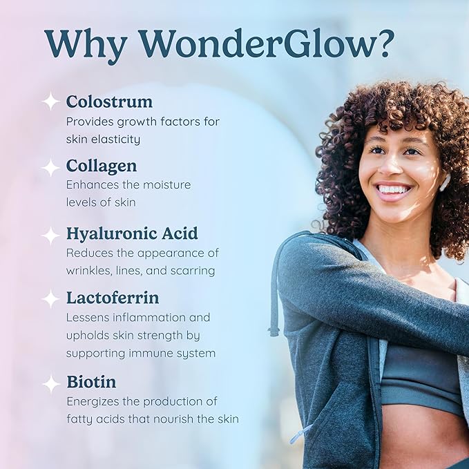 WONDERCOW Hair Skin and Nails Vitamins w/Bovine Colostrum Collagen Hyaluronic Acid Biotin Zinc &amp Lactoferrin┃Supports Faster Hair Growth Stronger Nails and Glowing Skin (30 Servings Capsule