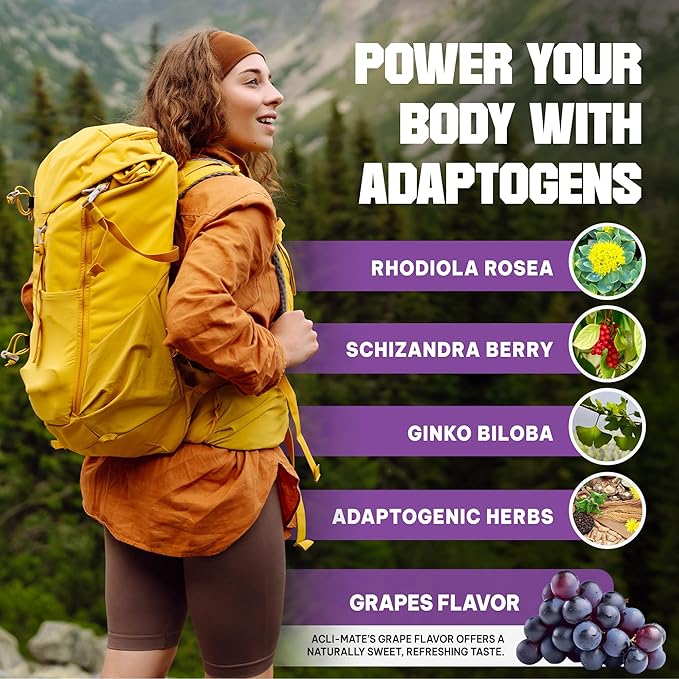 Acli-Mate Mountain Sport Drink Mix - High Altitude Acclimatization Electrolyte Powder Packets - Energy Drink Mix - Recovery Hydration Packets for Running Hiking Cycling Travel &amp More (30 CT Gr