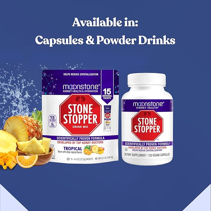 Moonstone Stone Stopper Capsules Kidney Stone Prevention Calcium Oxalate Protector Alkali Citrate Support Supplement Developed by Urologists to Support Kidney Health 6 Month Supply