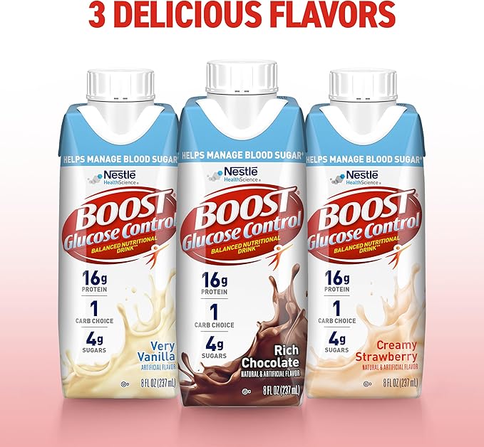BOOST Glucose Control Ready to Drink Nutritional Drinks Creamy Strawberry 8 fl oz Carton (4 x 6 Packs)