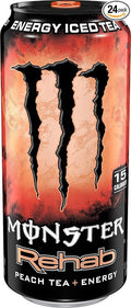 Monster Rehab Peach Tea + Energy Energy Iced Tea 15.5 Ounce (Pack of 24)