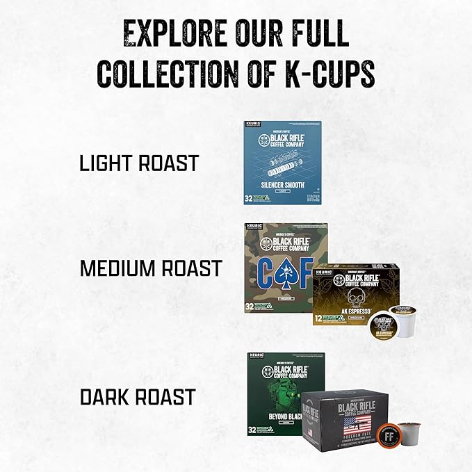 Black Rifle Coffee Company CAF 32 Count Medium Roast K Cups - Single Serve K Cups Coffee Pods - Kcup Pods Compatible with Keurig 1.0 &amp 2.0 - Made from Arabica Beans