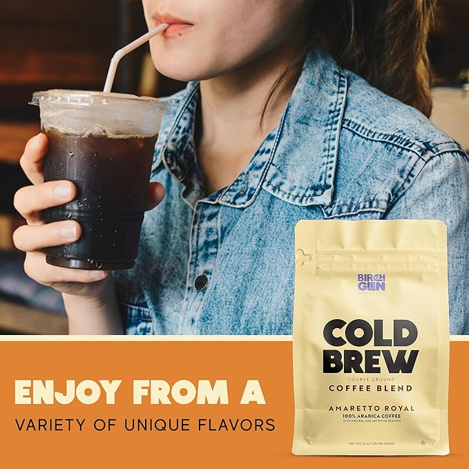 1 lb Medium Roast Cold Brew Coffee Coarse Ground Coffee by Birch Glen Roasters 16 oz Resealable Bag 100% Arabica